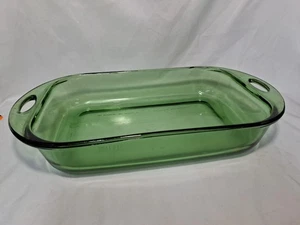 Anchor Hocking Green Glass 3 Quart 9 X 13 Lasagna Baking Dish Vintage USA - Picture 1 of 9