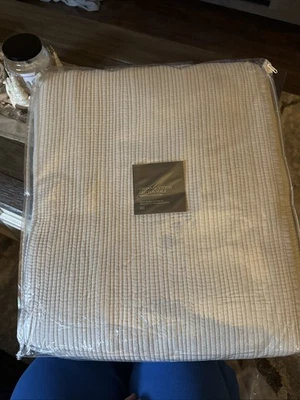 Restauración Hardware Cama Queen/Completa Algodón Voile Cobertor Punto Canal Gris  Foto 1 de 4