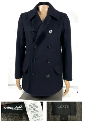 J Crew Dock peacoat with Thinsulate Black Wool Professional Classic Mens Small - Image 1 of 4