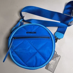 MZ WALLACE Umhängetasche echt blau Nylon mit Lederbesatz gesteppt Tamburin neu mit Etikett - Bild 1 von 14