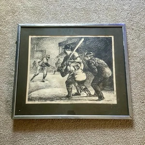Mickey Mantle Charcoal 16x20 Art Print - Joe Sheppard Original Painting Framed - Picture 1 of 6