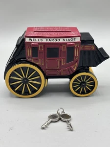 Vintage Wells Fargo Cast Iron Stage Coach Wagon Coin Bank Metal 1998 With Key - Picture 1 of 4