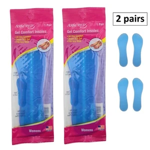 2-pair Assured Womens Insoles All Day Comfort Super Soft Gel Fits Any Shoe Foot - Picture 1 of 2