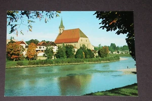 136) AK Laufen a. Salzach Blick auf Stiftskirche Schröck Foto 1004 Fluss Kirche - Bild 1 von 2