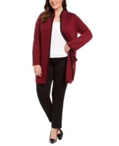 Women Alfani Open Cardigan Long Sleeves Burgundy Plus Size 2X - Picture 1 of 8