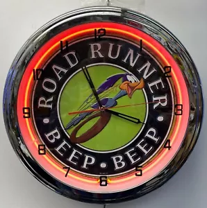 16" Plymouth Road Runner Beep Beep Sign Orange Neon Clock Mopar Roadrunner - Picture 1 of 1