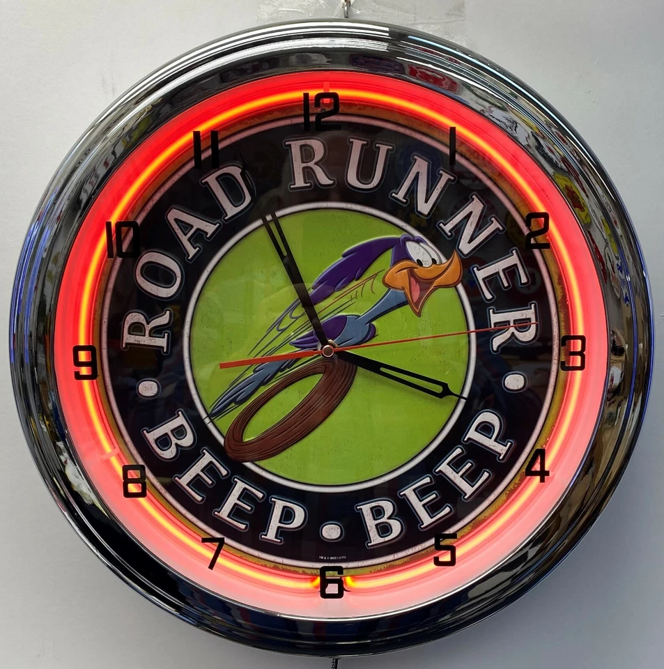 16" Plymouth Road Runner Beep Sign Naranja Neón Reloj Mopar Roadrunner Foto 1 de 1