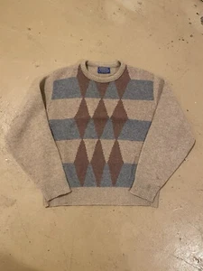 Vintage Pendleton Virgin Wool Pullover Knit Geometrical Sweater Men’s Medium - Picture 1 of 6