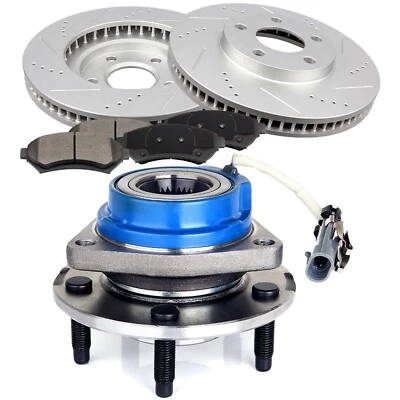 Front Brake Rotors & Hub Bearings Pads For 00-04  Buick LeSabre 98-05 Pontiac - Image 1 of 4