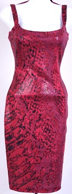 Vestido para mujer ST.JOHN negro rojo lentejuelas estampado brillante estrás talla 6 Foto 1 de 4