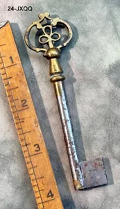 Antique Skeleton Key Genuine Key w/ Fancy Brass Bow - More Weird Old Keys Here! - Picture 1 of 2