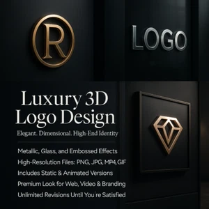 Diseño de logotipo 3D de lujo | Servicio de diseño de logotipo personalizado premium a medida - Imagen 1 de 5