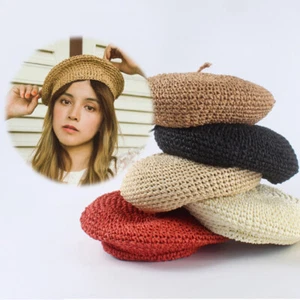  Gewebte Baskenmütze französische Dame Mädchen Sommer Beanie Mütze Künstlermütze Handarbeit Vintage - Bild 1 von 20