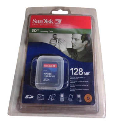 NEW SanDisk Secure Digital SD Memory Card ~ 128 MB ~ for Digital Camera or Palm - Image 1 of 3