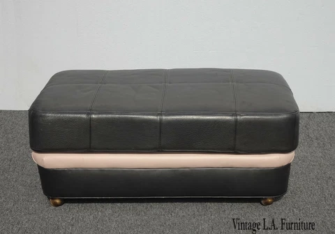Vintage Hancock & Moore Brown & Tan Leather Ottoman on Castors ~ Bench #2 Cover