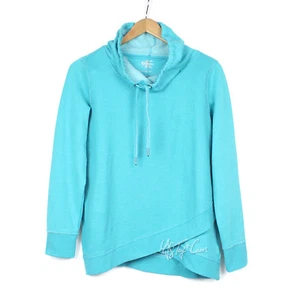 NWT CK Calvin Klein Women Cowl Funnel Neck Bright Blue Waffle Pullover Sweater M - Picture 1 of 1
