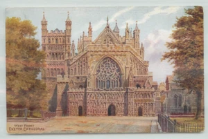 Postcard Exeter cathedral, West front. A.R Quinton - Picture 1 of 2