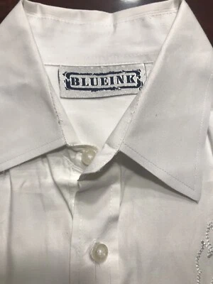 Camisa manga larga tinta azul con bordado talla grande Foto 1 de 4