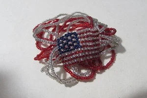 14 strand beaded red white blue stretch bracelet of USA flag stars and stripes - Picture 1 of 5