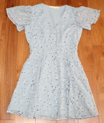 VESTIDO FLORAL COQUETO Abercrombie & Fitch Para Mujer XS Azul Gasa Giro Foto 1 de 4