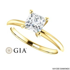 1/2 (0.50) Carat Princess Cut GIA Certified Diamond Ring in 14K Gold - Picture 1 of 6