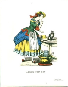 Images d'Epinal Pellerin la bergère et son chat XIXème - Imagen 1 de 2