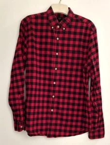 J Crew Oxford Shirt Sz M 100% Cotton Red Black Check Button up Long  Slv Men - Picture 1 of 9