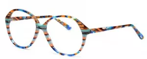 Johann Von Goisern Oversized Designer Reading Glasses Crystal Orange Stripe 57mm - Picture 1 of 5