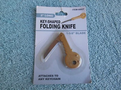NEW IN PACKAGE Key Shaped Folding Knife STAINLESS STEEL Brass Colored - Image 1 of 4