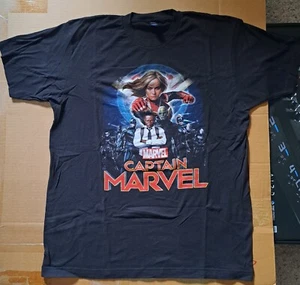 Captain Marvel NEW Black Shirt Sz Large Marvel Comics MCU Movie Poster Art Style - Picture 1 of 3