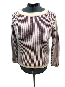 Cocogio Women's Long Sleeve Crewneck Knit Sweater Striped Acrylic Wool Blend L - Picture 1 of 8
