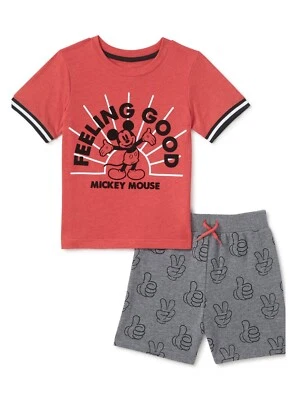 Juego de 2 pantalones cortos y camisas Disney Mickey Mouse para niños talla 18 meses nuevo con etiquetas Foto 1 de 2