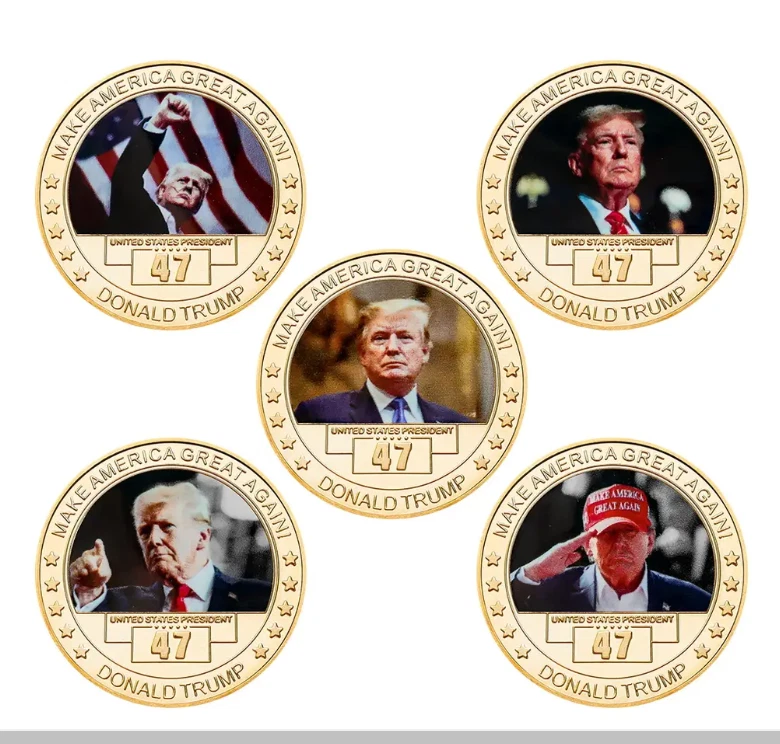 Monedas de oro 5 piezas 2024 EE. UU. 47º Presidente Donald Trump Desafío Hacer América Grande Foto 1 de 1