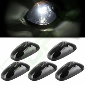 Set of 5 Smoke Roof Cab Marker Cover + White 6-5730 Led Light Bulb for Dodge Ram - Picture 1 of 7