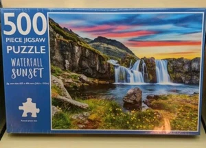 New/Sealed Waterfall Sunset 500 Piece Puzzle - Picture 1 of 3