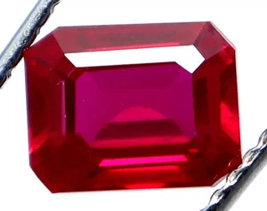 Natural Flawless Certified 6.25 Ct Blood Red Ruby Emerald Cut Loose Gemstone - Picture 1 of 6