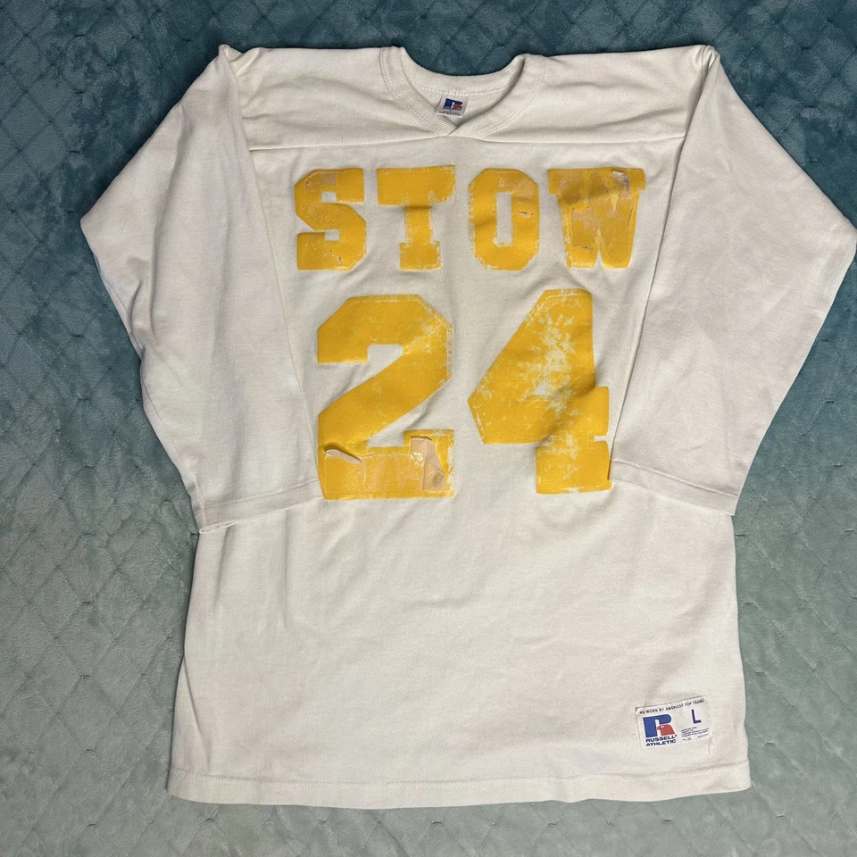 Camiseta deportiva de fútbol americano Russell vintage - STOW 24 - Hecha en EE. UU. Foto 1 de 4