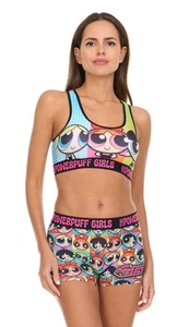 THE POWERPUFF GIRLS Women’s Sports Bra and Boxer Briefs Underwear Set with Ra... - Picture 1 of 7