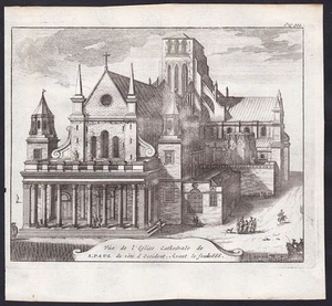 Incisione Di St. Paul's Cathedral A Londra Van Der Aa 1707 - Picture 1 of 1