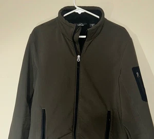 Eddie Bauer Mens Medium Soft Shell Full Zip Jacket Olive Outerwear Coat - Picture 1 of 8