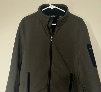 Eddie Bauer Mens Medium Soft Shell Full Zip Jacket Olive Outerwear Coat - Image 1 of 4