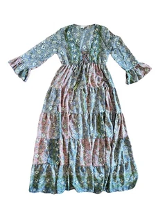 Boemo Anthropologie Hippie Blumen bunt Rüschen Stufen Medium Prärie - Bild 1 von 14