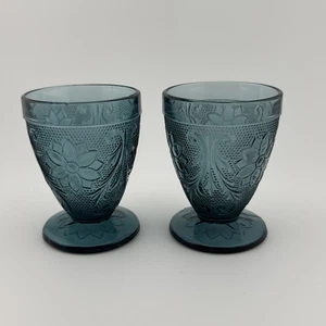 2 tazas de jugo de huevo con patas de tiara azul bicentenario INDIANA GLASS - Imagen 1 de 3