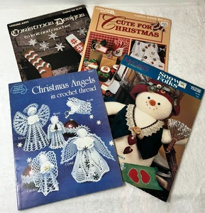 Christmas Craft Booklet Lot of 4 Crochet Angels Snowmen Leisure Arts McCall's C2 - Picture 1 of 13