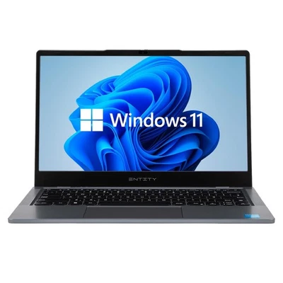 EntityBook Intel Celeron 4GB RAM 128GB 14" IPS HD Windows 11 Home Silver Laptop - Image 1 of 4