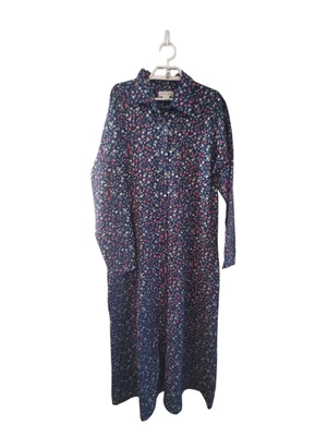 Vestido Cherokee vintage feminino tamanho XL azul marinho ditsy floral maxi botão Turquia - Imagem 1 de 4