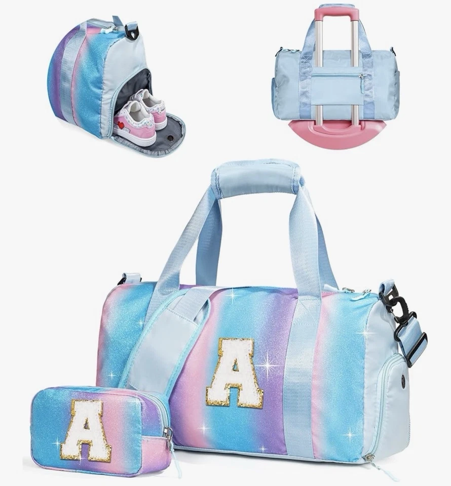 Bolsa de ginástica para meninas para crianças-menina bolsa de ginástica com sapato roxo sólido P - Imagem 1 de 2