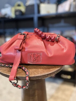 Badgley Mischka Wrapped Frame Clutch Chain Strap Red Purse NWT MSRP $129 - Image 1 of 4