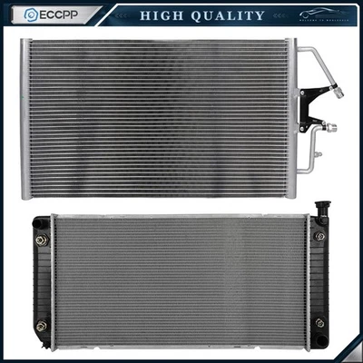 Aluminum Radiator & AC Condenser Cooling Kit For 1996 1997 1998-2000 GMC C2500 - Image 1 of 4