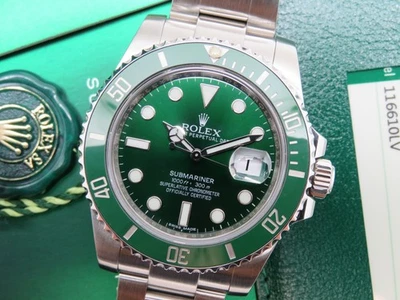 Rolex Submariner 116610LV Hulk 40 mm verde acero inoxidable Oyster - 2016 juego completo Foto 1 de 4
